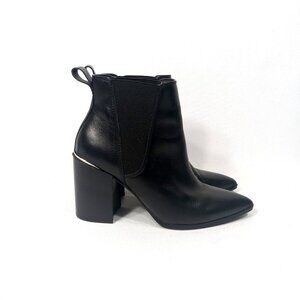 STEVE MADDEN Knox Black Leather Pointed Toe Ankle Boots Womens Size 7.5